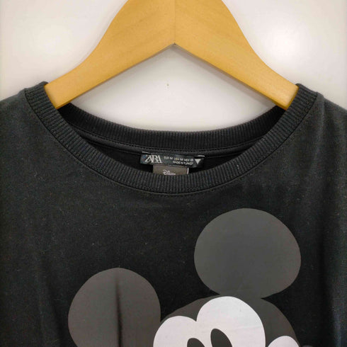 ザラ ZARA バック ベロアプリーツ切替 Tシャツ レディース import:M