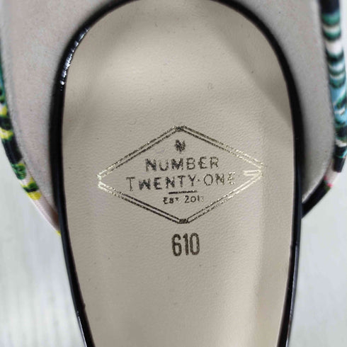 ナンバー トゥエンティー ワン NUMBER TWENTY-ONE 総柄ヒールパンプス レディース 22.5