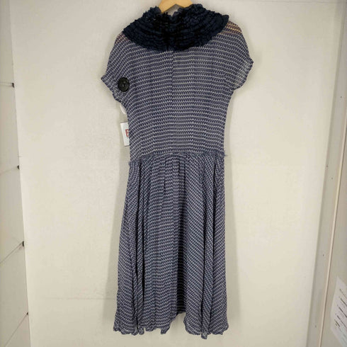 トリココムデギャルソン tricot COMME des GARCONS 00S インサイドアウトサイドデザイン 襟フリル総柄シースルーワンピース レディース JPN:M