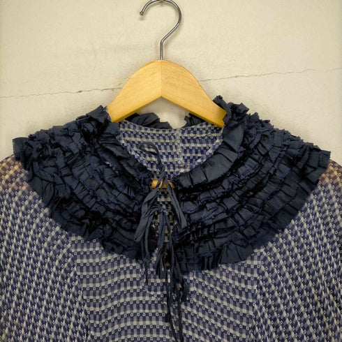 トリココムデギャルソン tricot COMME des GARCONS 00S インサイドアウトサイドデザイン 襟フリル総柄シースルーワンピース レディース JPN:M