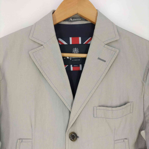 アクアスキュータム AQUASCUTUM 裏地ギンガムチェック ヘリンボーン コットンリネン 3Bテーラードジャケット メンズ import:S