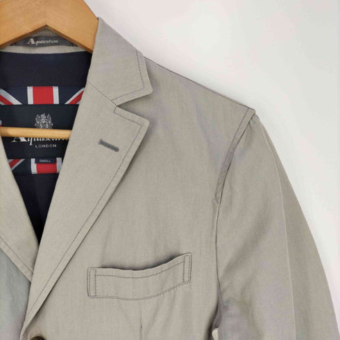 アクアスキュータム AQUASCUTUM 裏地ギンガムチェック ヘリンボーン コットンリネン 3Bテーラードジャケット メンズ import:S