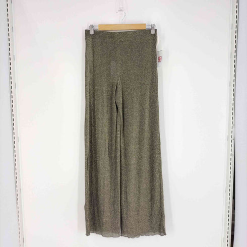 ザラ ZARA RIBBED PANTS WITH METALLIC THREAD リブニットパンツ レディース L