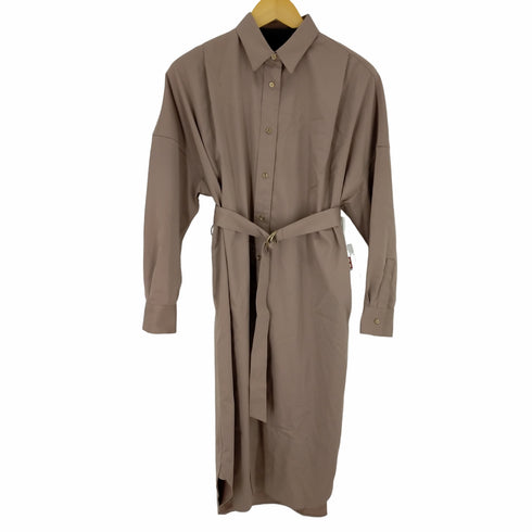 ラウンジドレス ガリャルダガランテ Loungedress GALLARDAGALANTE サテンBIGシャツワンピース ロング 長袖 前開き ストレッチ ベルト付き レディース FREE