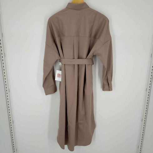 ラウンジドレス ガリャルダガランテ Loungedress GALLARDAGALANTE サテンBIGシャツワンピース ロング 長袖 前開き ストレッチ ベルト付き レディース FREE