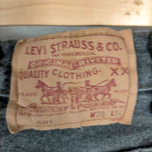 リーバイス Levis 90S 501 ボタン裏501刻印 ボタンフライ 先染め ブラック デニムパンツ メンズ W28 L34