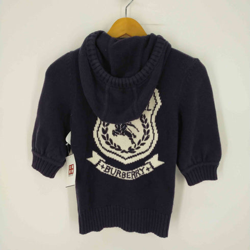 バーバリーブルーレーベル BURBERRY BLUE LABEL ニットパーカー 半袖 ジップアップ バックロゴ レディース 38