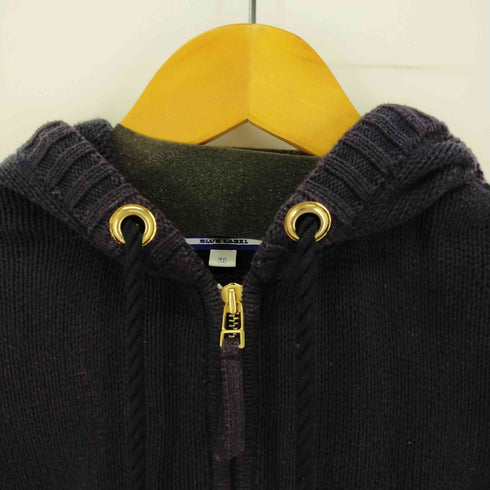 バーバリーブルーレーベル BURBERRY BLUE LABEL ニットパーカー 半袖 ジップアップ バックロゴ レディース 38