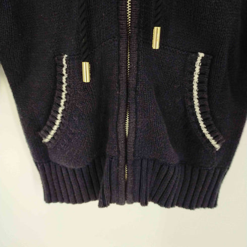 バーバリーブルーレーベル BURBERRY BLUE LABEL ニットパーカー 半袖 ジップアップ バックロゴ レディース 38