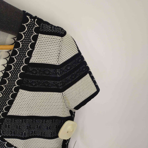 アレキサンダーマックイーン Alexander McQueen 刺繍 ショートスリーブ ワンピース ニット 半袖 Vネック タイト Vネック レディース XL