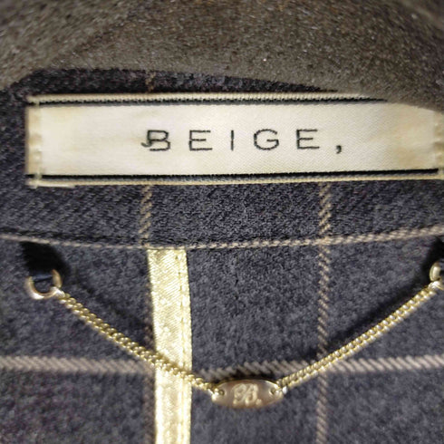 ベイジ BEIGE ウールロングチェックジャケット テーラード ロング ダブル レディース 4