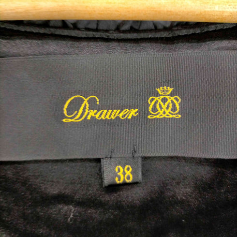 ドゥロワー Drawer フリルシルクワンピース ノースリーブ 膝丈 38 黒 ブラック レディース JPN:38