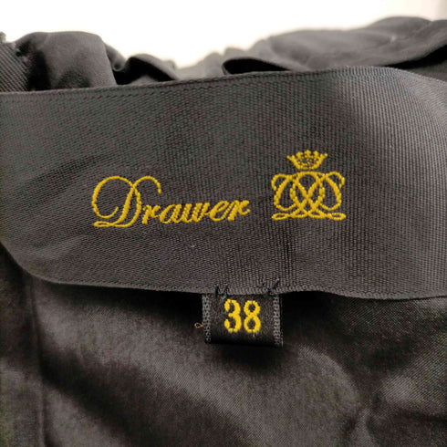 ドゥロワー Drawer フレアスカート シルク フレア ミニ 総柄 38 白 黒 ホワイト ブラック レディース JPN:38