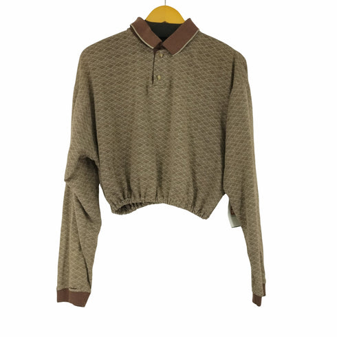 ロバートストック ROBERT STOCK クロップド総柄 L/S ポロシャツ レディース import:L