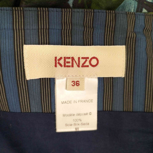 ケンゾー KENZO 総柄 シルクスカート ミモレ丈 レディース 36