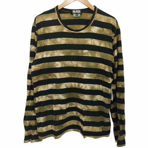 ブラックコムデギャルソン BLACK COMME des GARCONS 2014AW タイダイ染め ボーダーロングスリーブクルーネックTシャツ メンズ JPN:L
