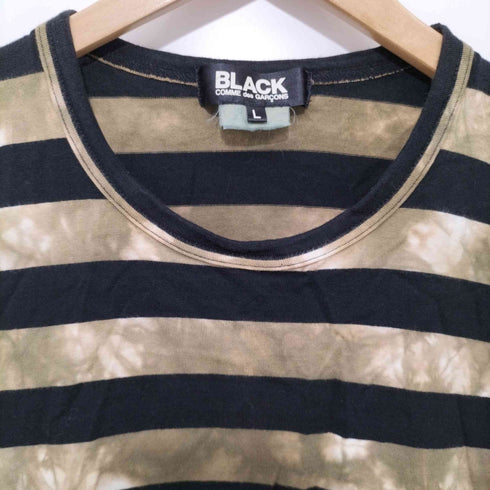 ブラックコムデギャルソン BLACK COMME des GARCONS 2014AW タイダイ染め ボーダーロングスリーブクルーネックTシャツ メンズ JPN:L