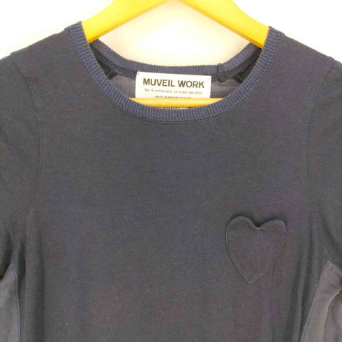 ミュベール ワーク MUVEIL WORK ハートポケット 切替 コットンニットカットソーワンピース レディース JPN:38