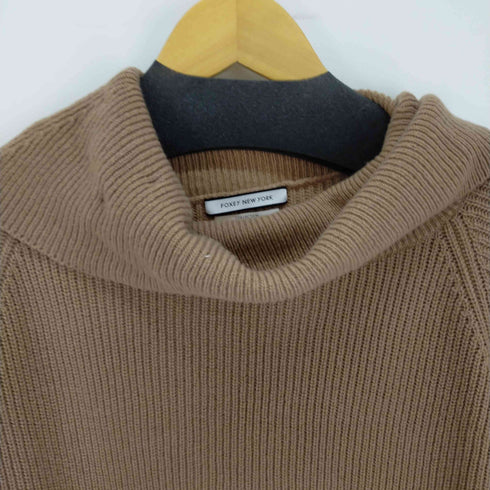 フォクシーニューヨーク FOXEY NEW YORK COLLECTION Knit Tops ロングニット セーター 長袖 チュニック丈 オフタートル カシミア混 レディース 40