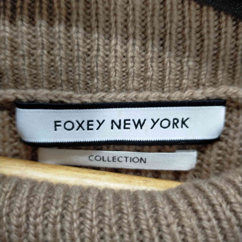 フォクシーニューヨーク FOXEY NEW YORK COLLECTION Knit Tops ロングニット セーター 長袖 チュニック丈 オフタートル カシミア混 レディース 40