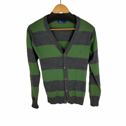 フレッドペリー FRED PERRY ボーダー柄 ウールカーディガン メンズ JPN:XS