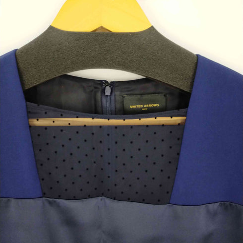 ユナイテッドアローズ UNITED ARROWS シースルー切り替えノースリーブワンピース 膝丈 タイト スクエアネック ドット レディース 38