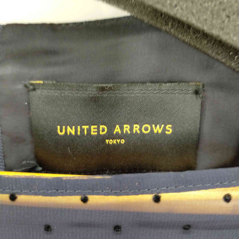 ユナイテッドアローズ UNITED ARROWS シースルー切り替えノースリーブワンピース 膝丈 タイト スクエアネック ドット レディース 38