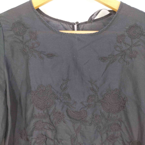 ザラ ZARA WOMAN Black Embroidery Peplum Blouse ブラウス レディース import:XS