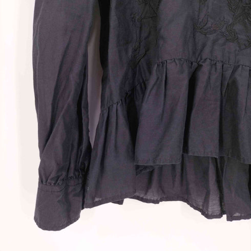 ザラ ZARA WOMAN Black Embroidery Peplum Blouse ブラウス レディース import:XS