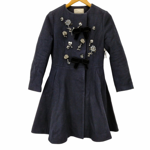 チェスティ Chesty 18AW ビジューノーカラーコート アウター ロング フレア 比翼ボタン 0 紺 ネイビー /ES ■OS ■SH レディース レディース JPN:0