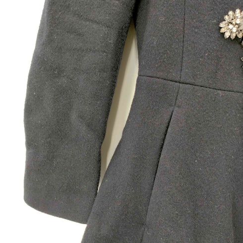 チェスティ Chesty 18AW ビジューノーカラーコート アウター ロング フレア 比翼ボタン 0 紺 ネイビー /ES ■OS ■SH レディース レディース JPN:0