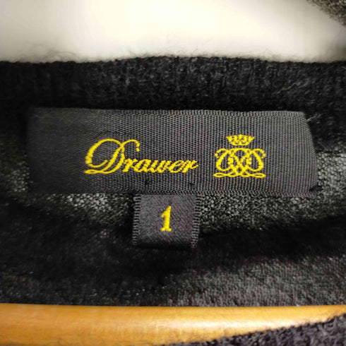 ドゥロワー Drawer ボーダーニットワンピース ミニ フレア 五分袖 クルーネック レディース 1