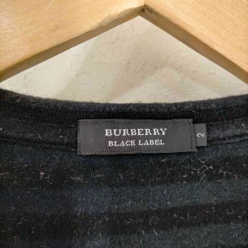 バーバリーブラックレーベル BURBERRY BLACK LABEL ロゴ刺繍 ボーダー Vネック カットソー メンズ JPN:2
