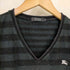 バーバリーブラックレーベル BURBERRY BLACK LABEL ロゴ刺繍 ボーダー Vネック カットソー メンズ JPN:2