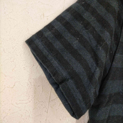 バーバリーブラックレーベル BURBERRY BLACK LABEL ロゴ刺繍 ボーダー Vネック カットソー メンズ JPN:2