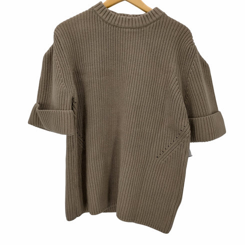クラネ CLANE クラネ CLANE 22AW OVER HALF SLEEVE KNIT TOPS ハーフスリーブニット セーター リブ 五分袖 クルーネック プルオーバー 1 カーキ /DO ■OS レディース レディース JPN:1