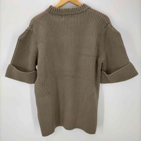 クラネ CLANE クラネ CLANE 22AW OVER HALF SLEEVE KNIT TOPS ハーフスリーブニット セーター リブ 五分袖 クルーネック プルオーバー 1 カーキ /DO ■OS レディース レディース JPN:1