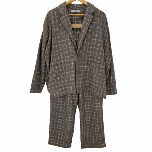 ジャーナルスタンダード JOURNAL STANDARD JOURNAL STANDARD DADS WOOLMIX チェック オーバーセットアップ ジャケット 2B テーパードパンツ M グレー 茶 ブラウン /HK ■OS メンズ メンズ M