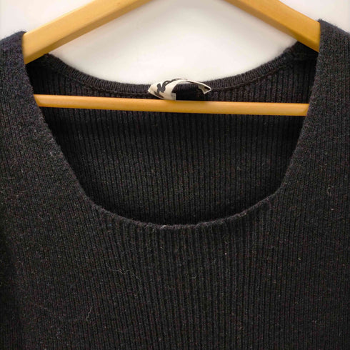アッシュ HACHE カシミヤ混 リブニット ワンピース ロング 長袖 38 黒 ブラック /HK ■OS レディース レディース JPN:36