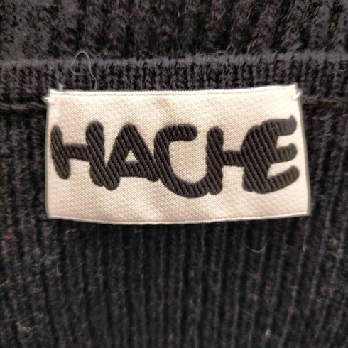 アッシュ HACHE カシミヤ混 リブニット ワンピース ロング 長袖 38 黒 ブラック /HK ■OS レディース レディース JPN:36