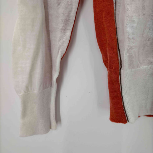 ビューティフルピープル beautiful people beautiful people 19SS s/z sheer wool color scheme pullov ニット カットソー 長袖 切替 36 赤 レッド オフホワイト /ES ■OS レディース レディース JPN:36