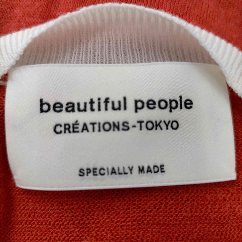ビューティフルピープル beautiful people beautiful people 19SS s/z sheer wool color scheme pullov ニット カットソー 長袖 切替 36 赤 レッド オフホワイト /ES ■OS レディース レディース JPN:36