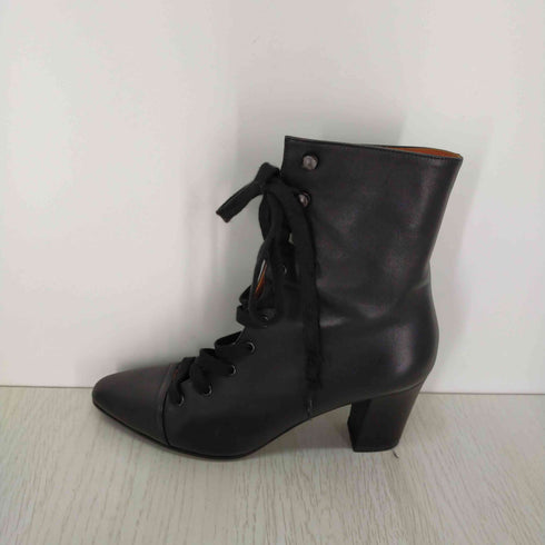 ミッシェルビビアン MICHEL VIVIEN ブーツ ショート チャンキーヒール レースアップ レザー レディース 36
