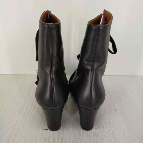 ミッシェルビビアン MICHEL VIVIEN ブーツ ショート チャンキーヒール レースアップ レザー レディース 36