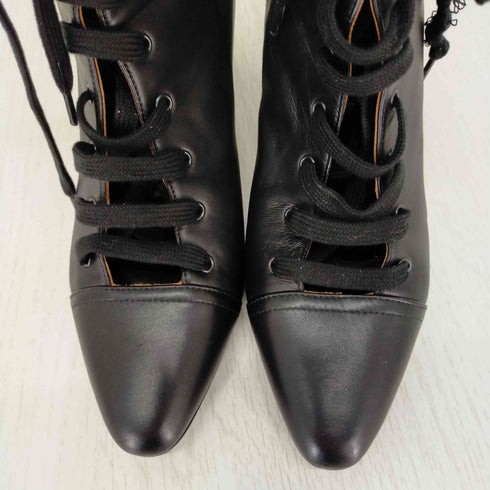 ミッシェルビビアン MICHEL VIVIEN ブーツ ショート チャンキーヒール レースアップ レザー レディース 36