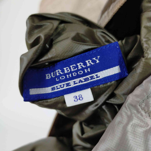 バーバリーブルーレーベル BURBERRY BLUE LABEL ポケッタブルリバーシブルダウンジャケット アウター フード ジップアップ ロゴ刺繍 レディース 38