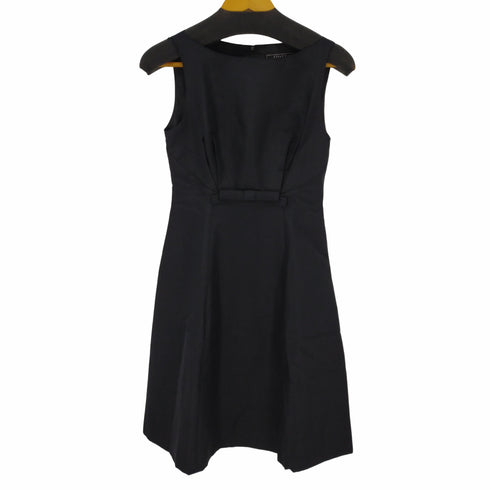 フォクシー FOXEY Tulip Rougeドレスワンピース ひざ丈 ノースリーブ シルク ウール レディース 38