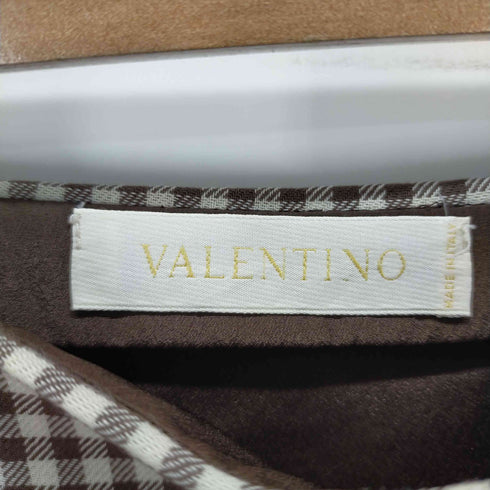 ヴァレンティノ Valentino ウールギンガムチェック裾フレアスカート 膝丈 タイト レディース 10
