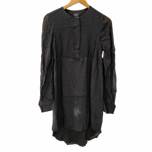 アレキサンダーマックイーン Alexander McQueen シルク ハーフボタン ワンピース ひざ丈 長袖 IT36 黒 ブラック /DF ■OS レディース レディース JPN:36