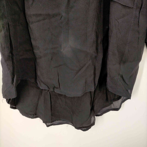 アレキサンダーマックイーン Alexander McQueen シルク ハーフボタン ワンピース ひざ丈 長袖 IT36 黒 ブラック /DF ■OS レディース レディース JPN:36